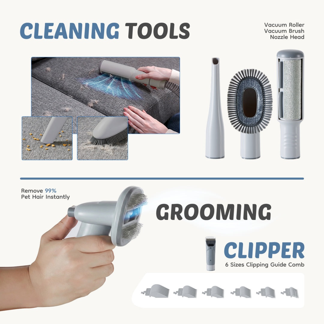Professional Cordless Dog Grooming Kit – Low-Noise Clippers with Vacuum, 5 Tools & 2.5L Cup