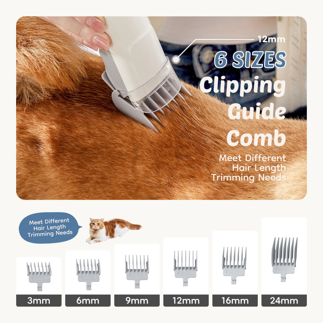 Professional Cordless Dog Grooming Kit – Low-Noise Clippers with Vacuum, 5 Tools & 2.5L Cup