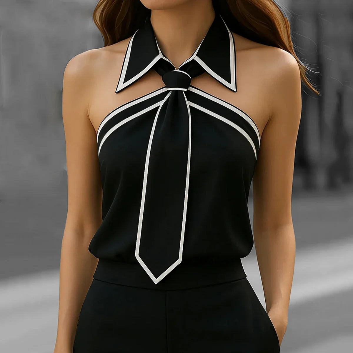 Livia Collar Halter Blouse
