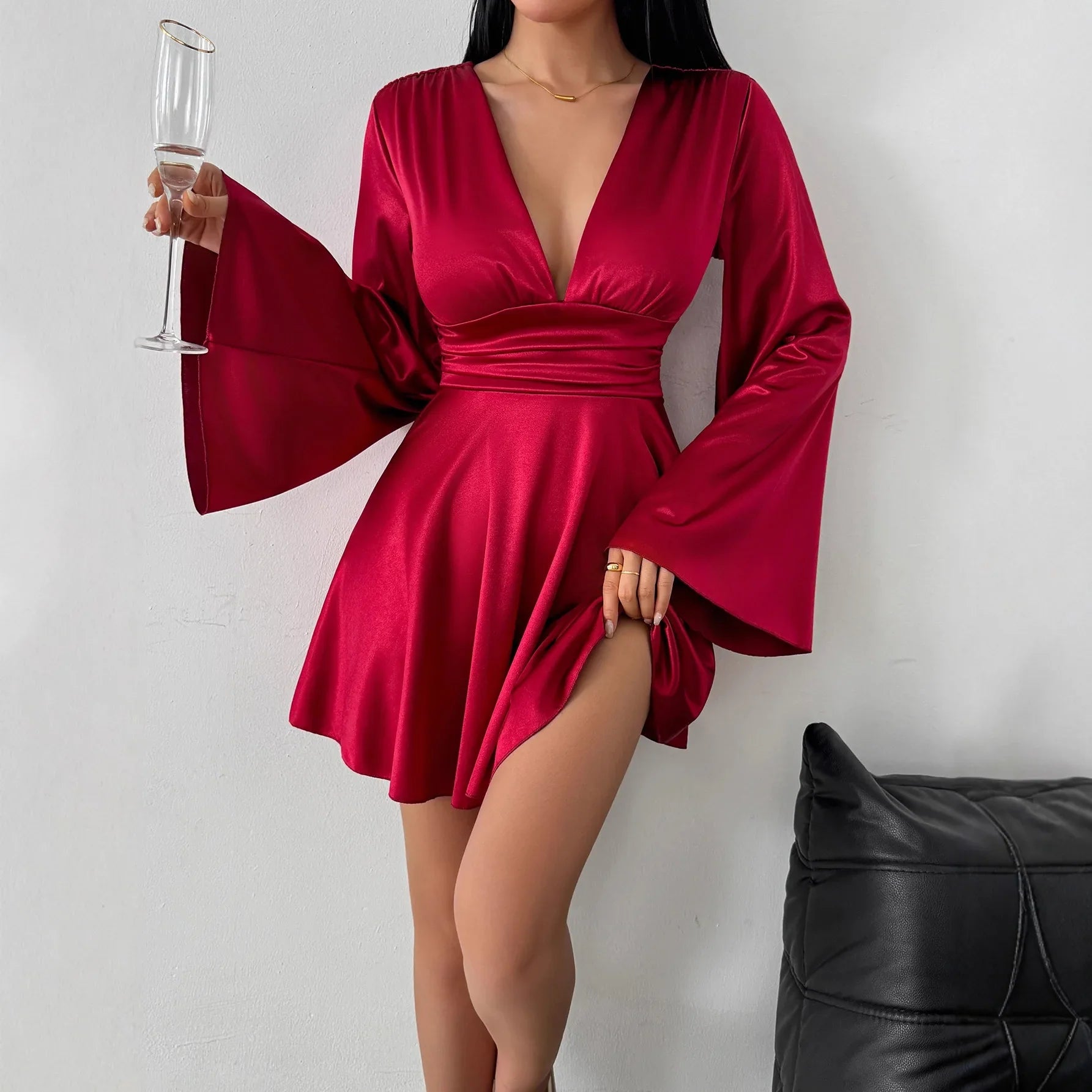 Kelsey Satin Flare Dress