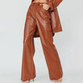 Danica Wide-Leg Leather Pants