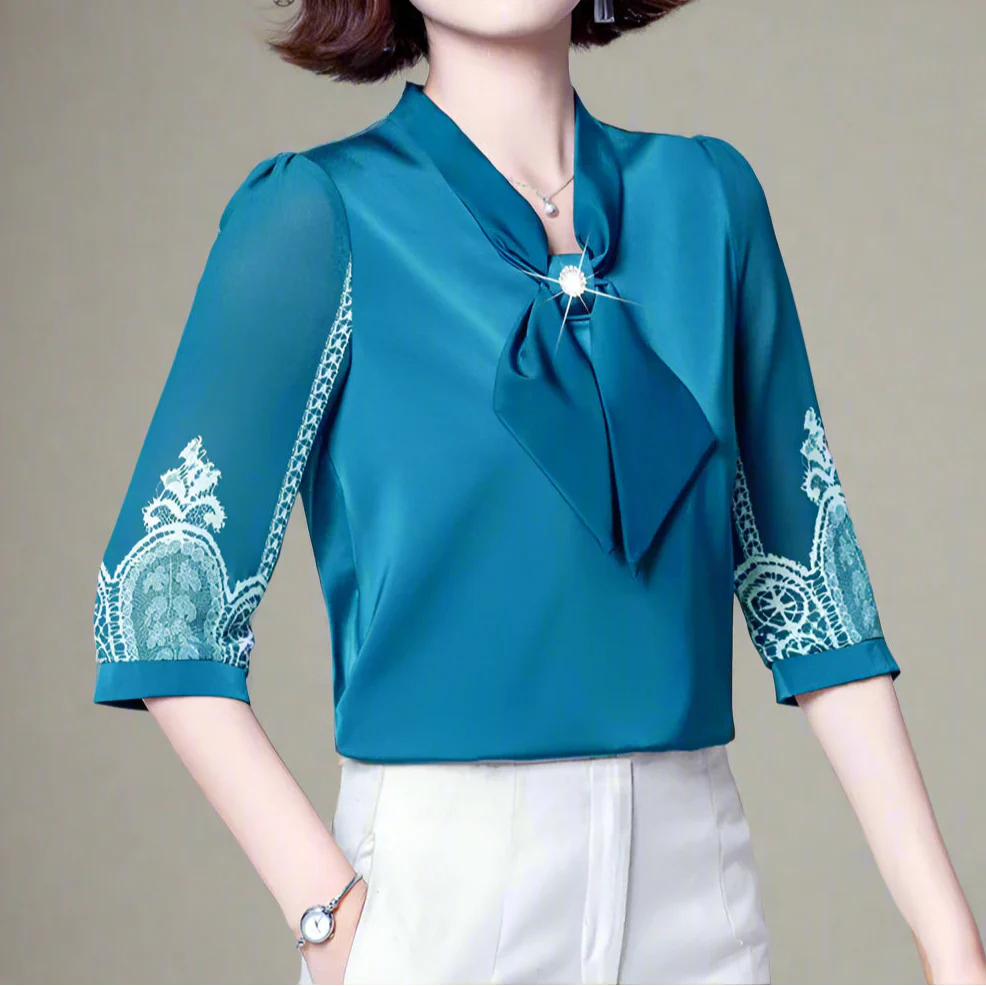 Clarisse Pearl Bow Blouse