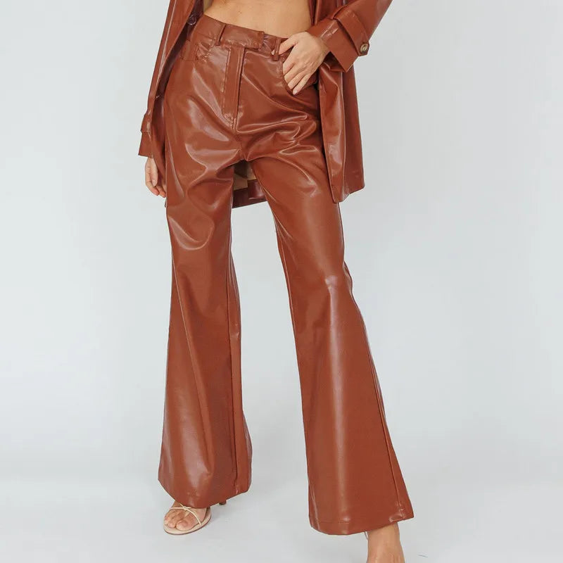 Danica Wide-Leg Leather Pants