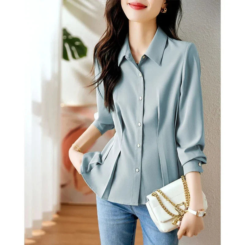 Selvyn Pleated Button Blouse