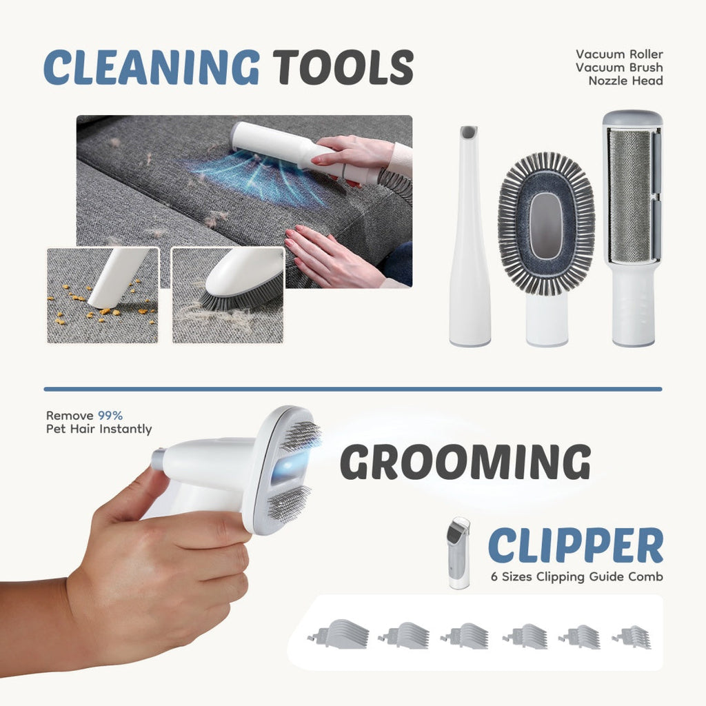 Professional Cordless Dog Grooming Kit – Low-Noise Clippers with Vacuum, 5 Tools & 2.5L Cup