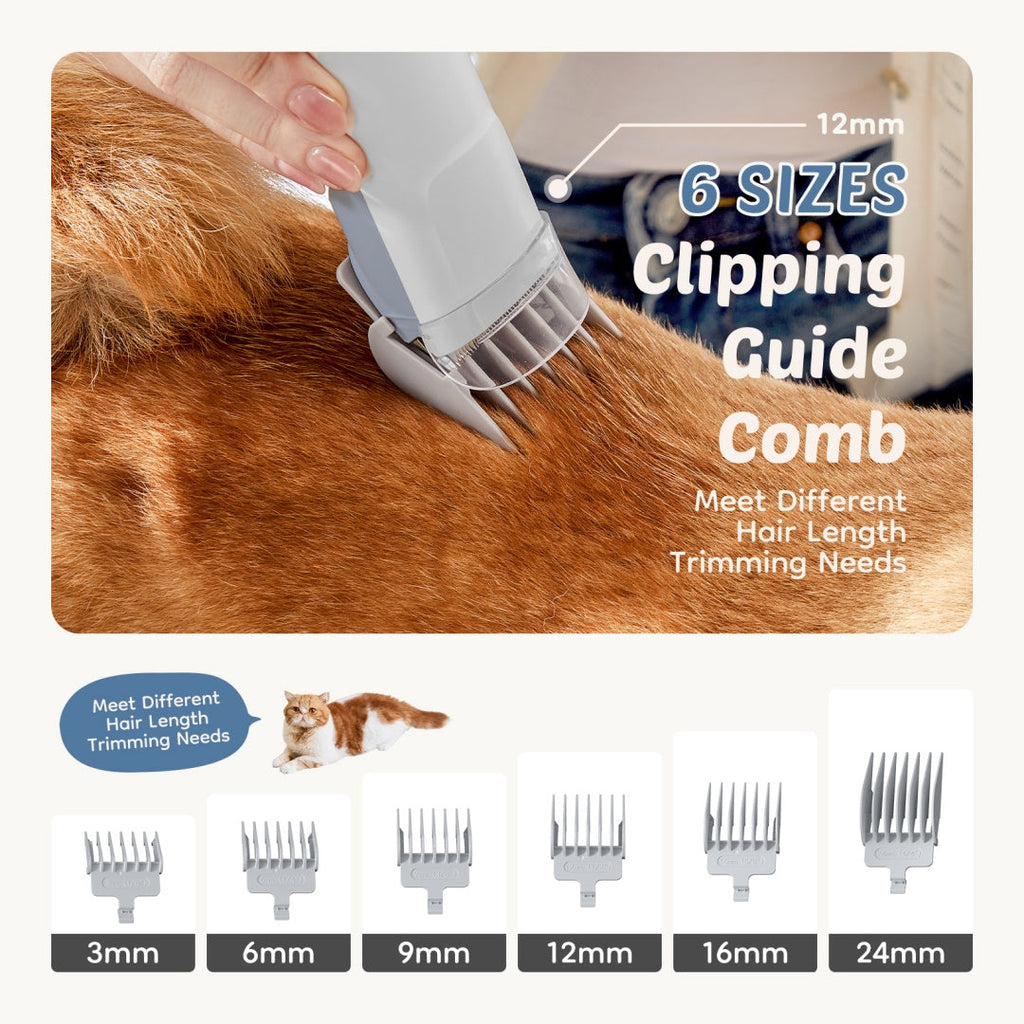 Professional Cordless Dog Grooming Kit – Low-Noise Clippers with Vacuum, 5 Tools & 2.5L Cup