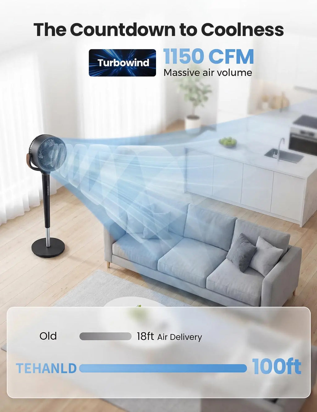 ⚡Fan for Bedroom, 120° Oscillating Standing Fan, DC Motor Quiet Floor Fan
